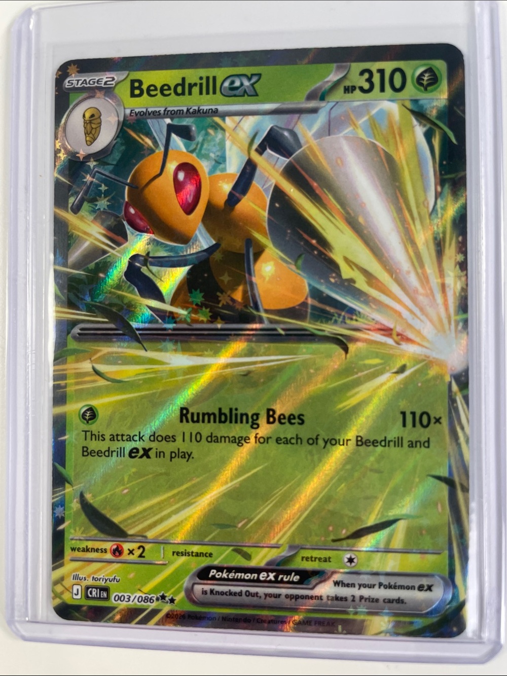 Pokemon Beedrill EX Yellow Holographic Trading Card
